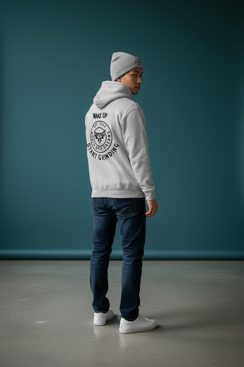 Back logo view of hoodie