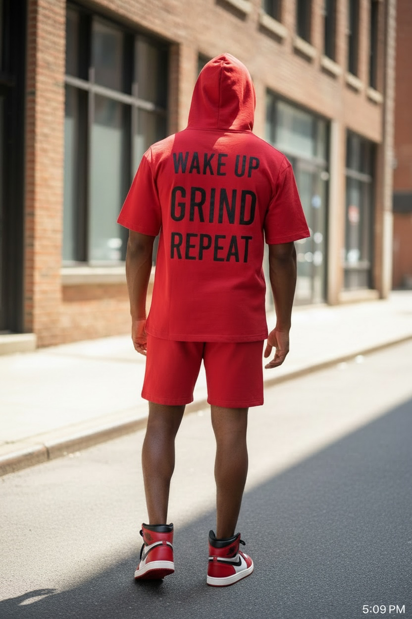 Hooded Red Short Set