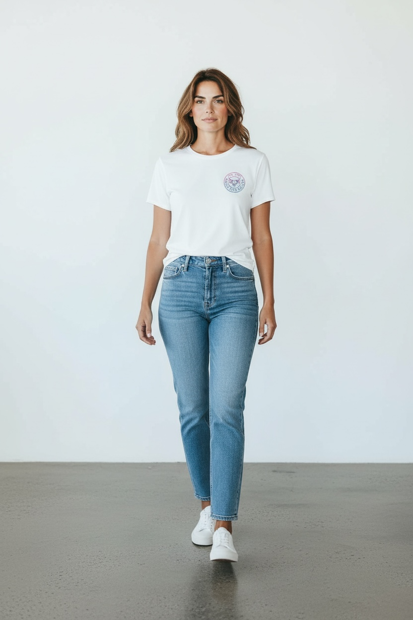 Front view of model wearing a size Medium 